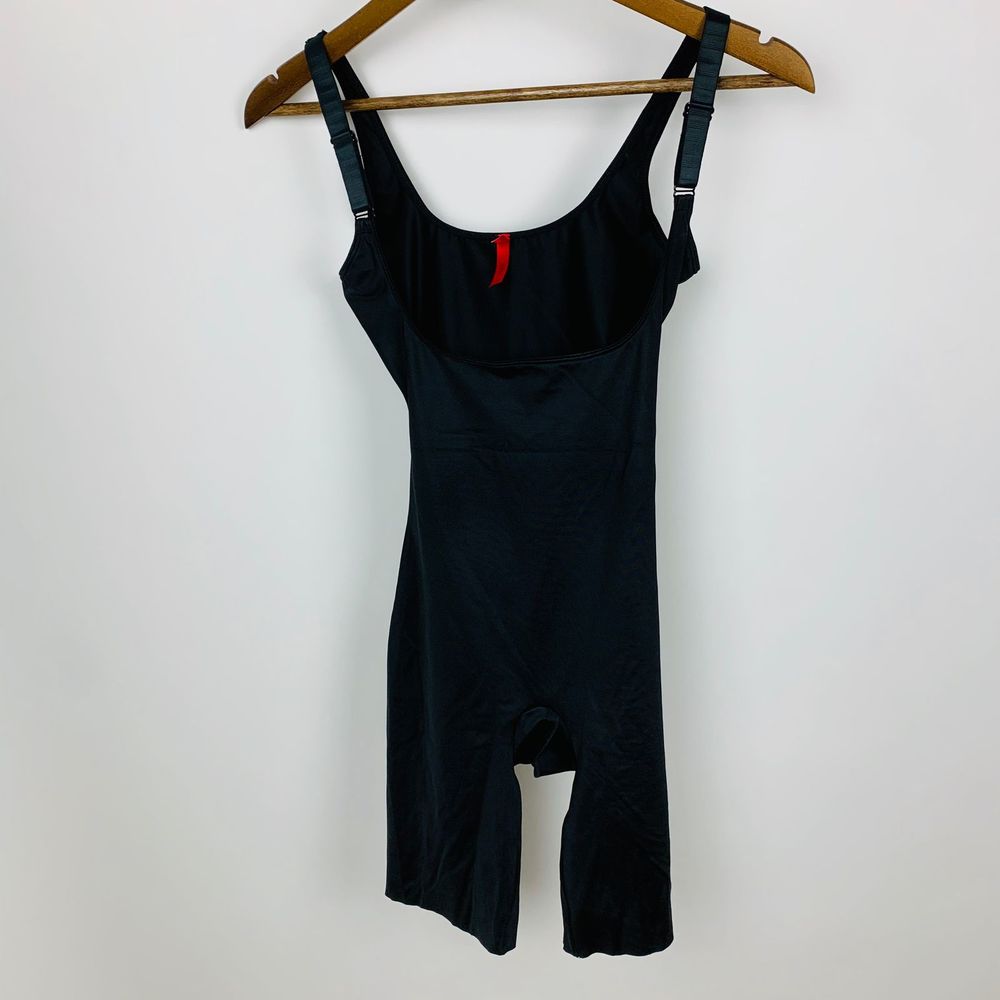 Spanx Open-Bust Mid-Thigh Bodysuit Black Small